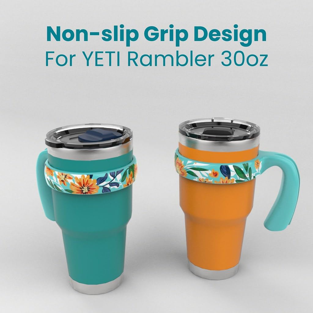 Amazon.co.jp: YETI 30オンスタンブラー用ハンドル、花柄付きブルー